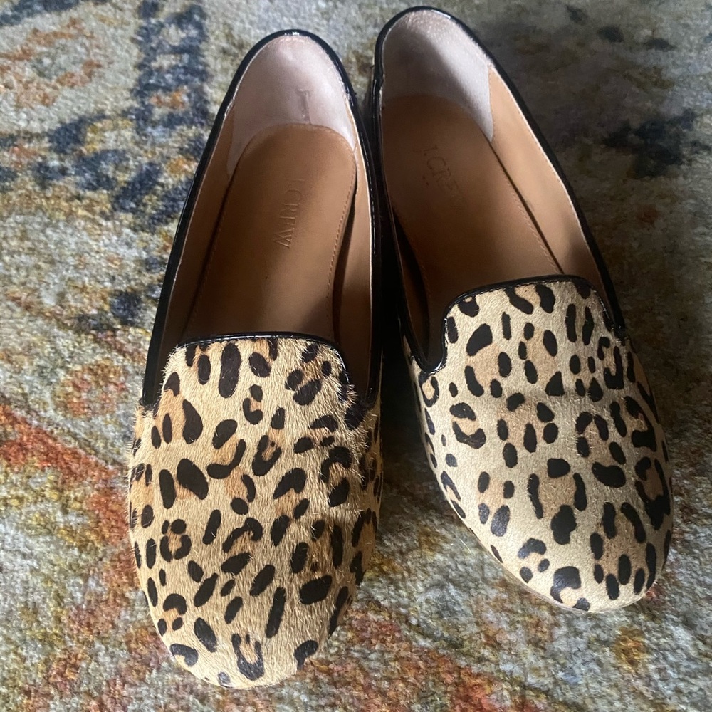 J Crew Leopard Print Smoking Loafer, sz 7
